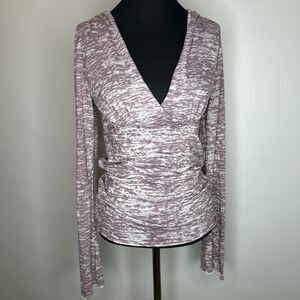 Hard Tail Top Large Size L Purple Tie Dye Hooded Long Bell Sleeve V Neck Boho